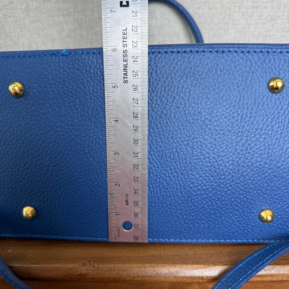 Italian Leather Satchel Quiet Luxury Y2K Cobalt‎ Blue Top Handle Crossbody Bag